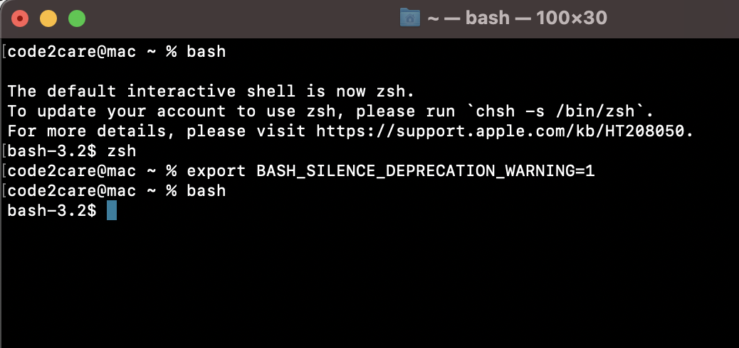 Suppress default interactive shell is zsh message